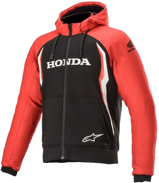 Felpa honda moto con protezioni alpinestars honda chrome sport hoodie red