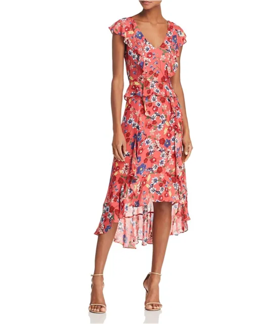 Parker Womens Floral High-Low Dress, Multicoloured, 12