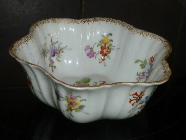 Ancienne Coupe En Porcelaine De Saxe Dresde Xix Eme  Coupelle Porzellan Dresden