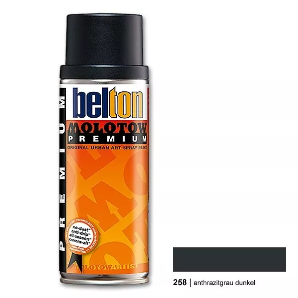 (13,48€/L) Molotow Premium 258 anthracite grey dark Belton 400ml Sprühdose