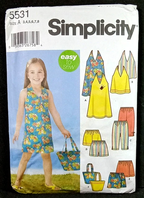 Simplicity 5531 Girl's Summer Dress Shorts Capri Skort Sizes 3 4 5 6 7 8 Uncut