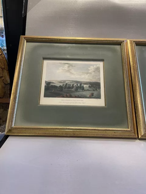 Pair of 18th Century W. Angus British Landscape Prints in Mid Century Frames 3