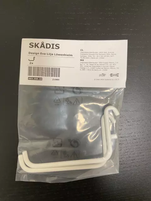 Lot of 12 pairs IKEA SKADIS large white hooks 503.356.18 - NEW