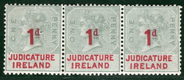 GB IRELAND QV REVENUE Stamp 1d Surcharge JUDICATURE Strip{3} Mint MNH*GR2WHITE48