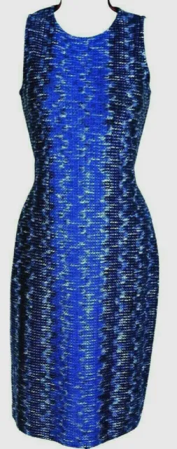 ST JOHN Womens Knit Tweed Blue Black  Dress Sz 2