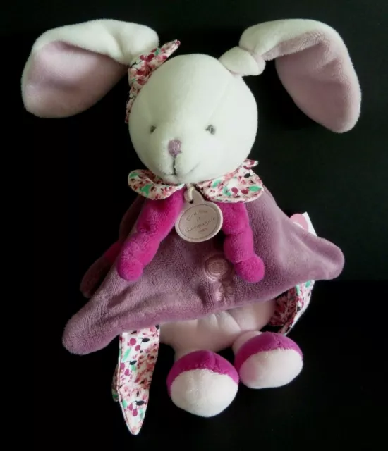 *. Doudou Et Compagnie Hochet Lapin Cerise Blanc Rose Violet Grelot Fleur - Ttbe