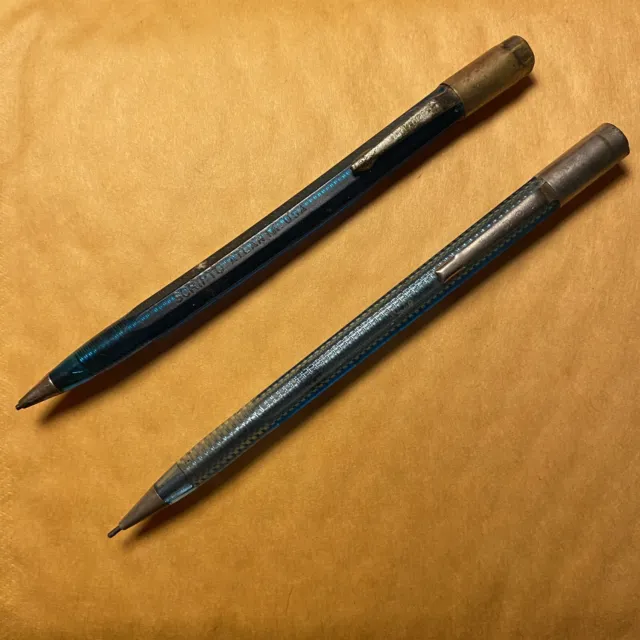 Lot of 2 VTG SCRIPTO Mechanical Pencil Translucent Blue Barrel 1.1mm Works USA