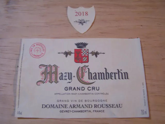 étiquette vin Mazis chambertin 2018 grand cru Armand Rousseau wine label mazy