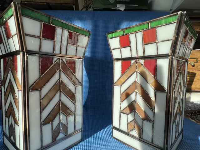2 Stained Glass Candle Covers 9 x 5”