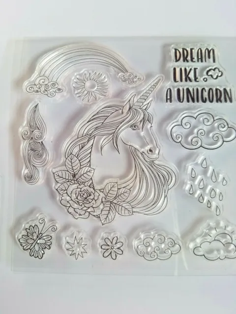 Dream Unicorn Rainbow Clear Stamps Cardmaking Scrapbooking Journal Home Decor