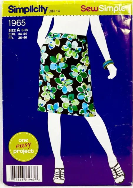 2011 Simplicity Sewing Pattern 1965 Womens Pull-On Skirt Size 8-18 12821