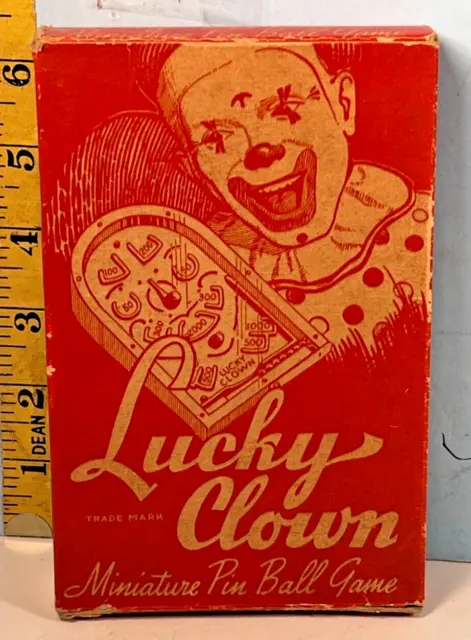 Vintage Lucky Clown Miniature Pin Ball Game 4.5" x 6.5" Hero Mfg. Co. USA