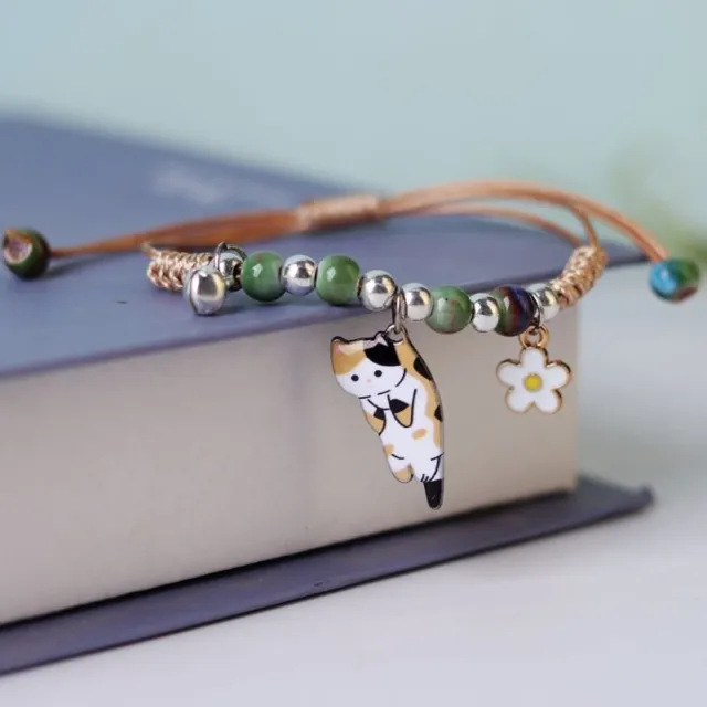 Fashion Braided Lovely Cat Rope Bracelet Adjustable Bangle Women Jewelry Gift