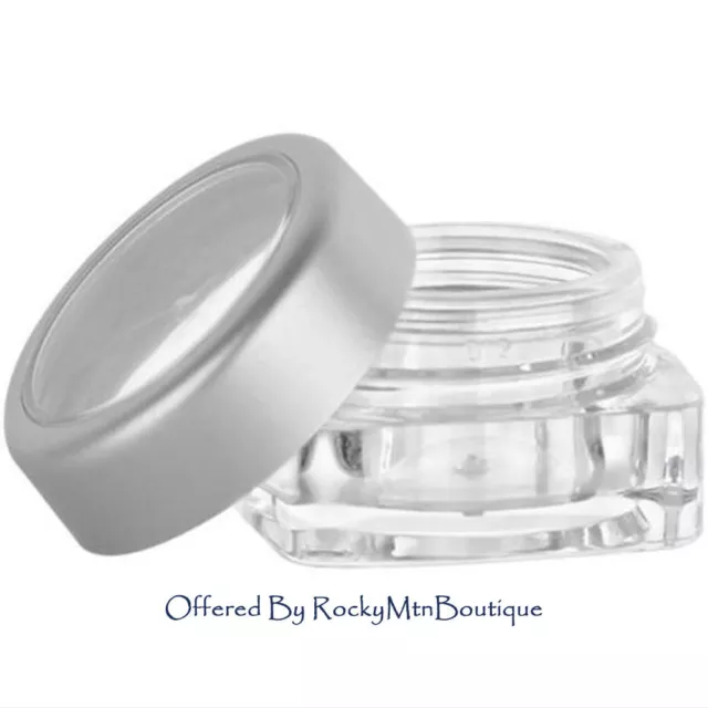 50~5ml CLEAR JAR + SILVER CAP~empty plastic makeup cream lip balm sample travel