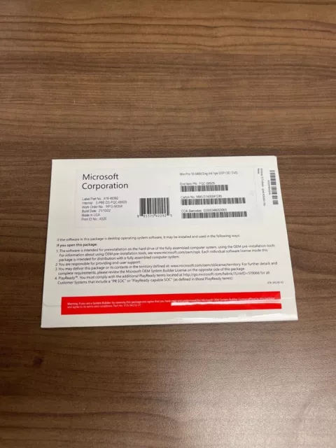 Microsoft Windows 10 Pro 64 Bit - DVD FQC-08929 Royal Mail 24