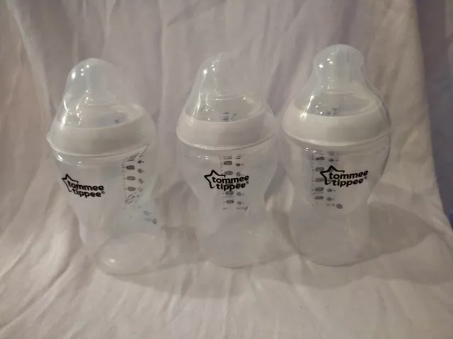 Tommee Tippee Baby Bottle Clear Age 0m+ BPA Free 12 fl oz 340 ml (3) J2