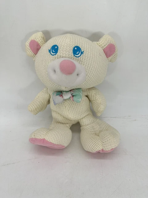 Fisher Price Cozies Bear Waffle Thermal Weave Cream Plush Doll Stuffed 1994 1226