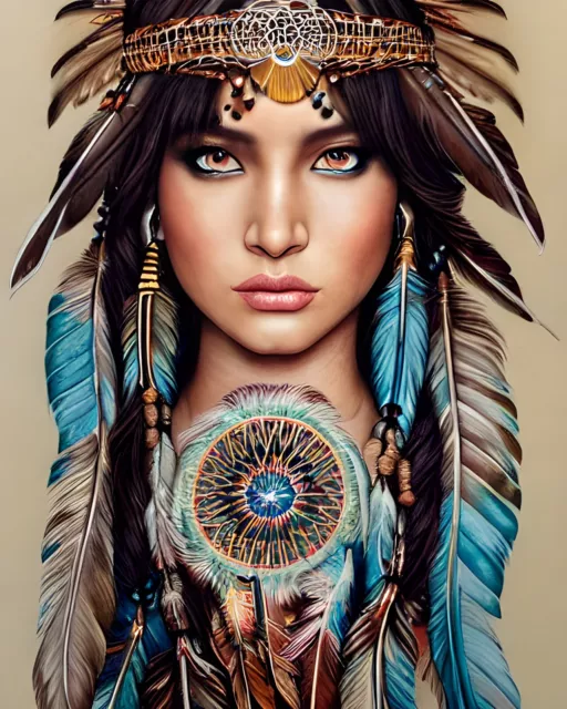 4” Native American Sticker Woman Dreamcatcher Tribal Indian Head Heritage