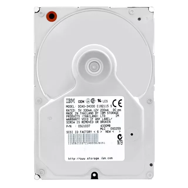 Disque Dur IBM DCAS-34330 4.3GB SCSI 68-PIN 5400Rpm 3,5 " Pouces