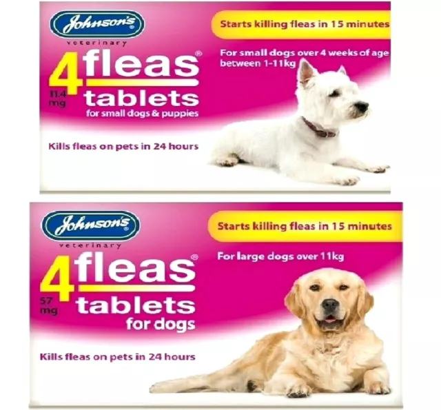 JOHNSONS 4FLEAS TABLETS FOR DOGS flea treatment adult & puppy bp vet pet care