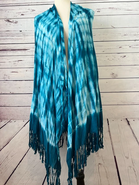 Vocal USA Long duster cardigan sweater lagenlook tie dye Large Rayon Studded