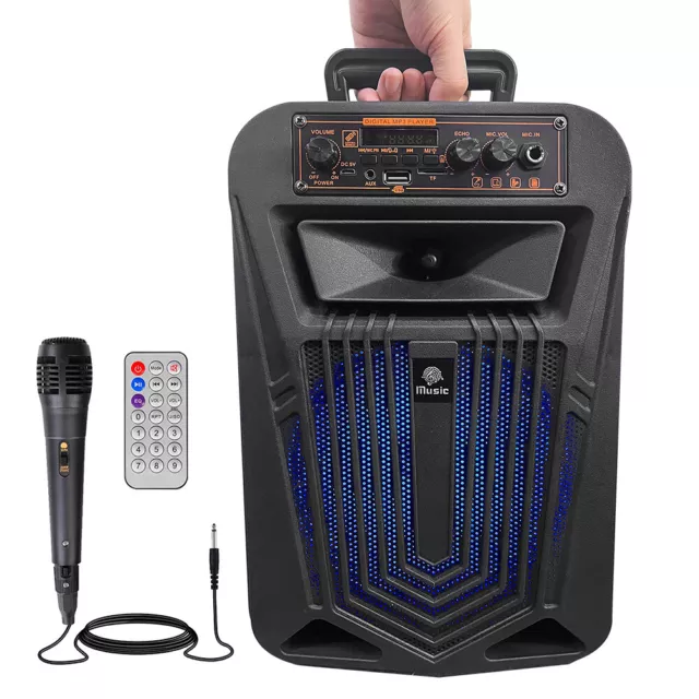 Mobil Bluetooth Lautsprecher USB AUX MP3 Player Radio Box Sound System +Mikrofon