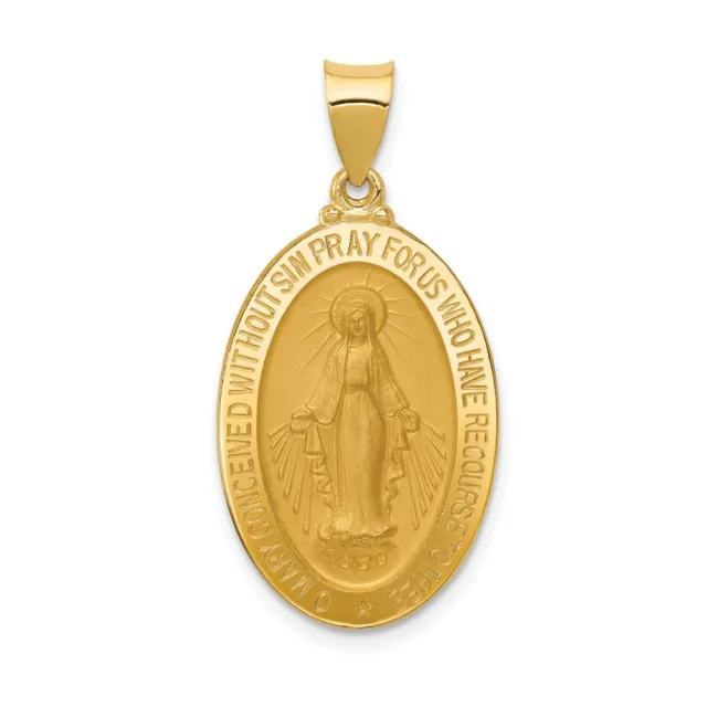 14K Yellow Gold Miraculous Medal Oval Pendant