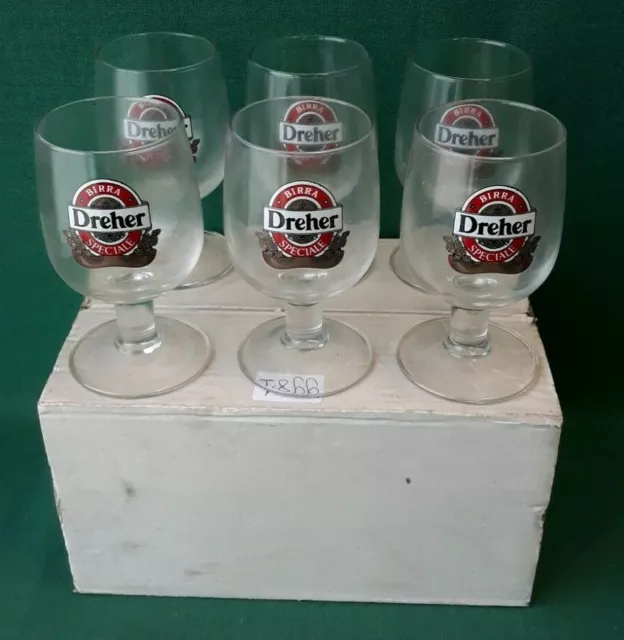 Vecchi Rari Calici Boccali Bicchieri Vetro Birra Dreher Speciale Vintage. Yy81
