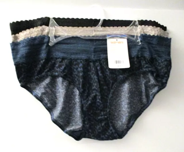 Warners Womens Hipster Underwear Panties Polyester Blend 3-Pair Lace (A) ~  2XL/9