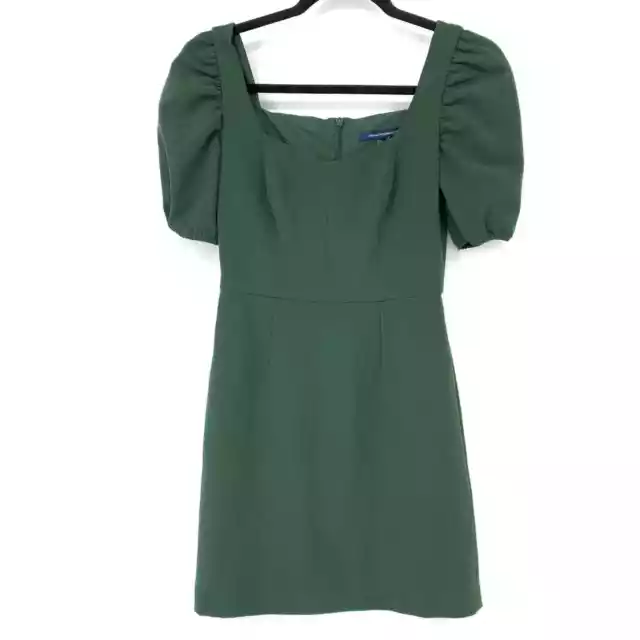 French Connection Dress Women's Size 0 Puff Sleeve Bridget Mini Laurel Green NWT