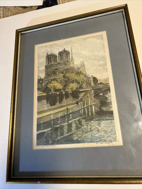 “Notre Dame De Paris” Original (eau Forte Originale) Etching By Hubert Signed