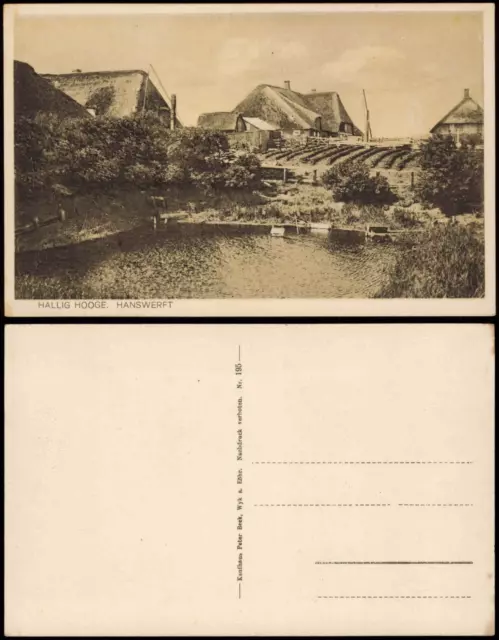 Ansichtskarte Hallig Hooge Hanswerft 1928