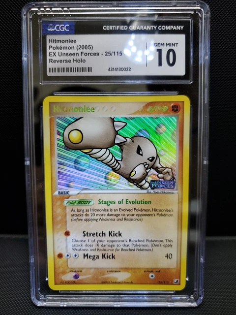 Hitmonlee - 25/115 - CGC 10 - Reverse Holo - Pokemon Ex Unseen Forces - LOW POP