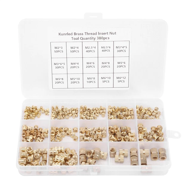 M2 Thread Tab 380PCS THREAD INSERTS M2 M2.5 M3 M5 M6 Metric Female Thread Brass3305 ...