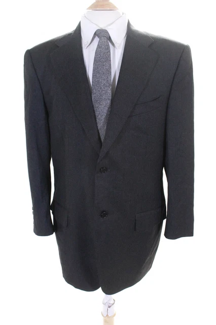 Canali Mens Notched Collar Two Button Blazer Gray Wool Size 42