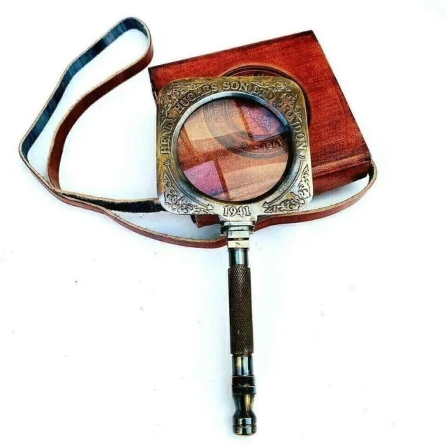 Loupe de bureau Henry Hughes en laiton Vintage antique, loupe pliante cadeau