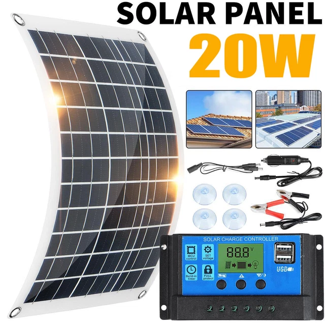 20W 12V Panneau Solaire Chargeur Batterie + 100A Contrôleur Pour Caravan Boat