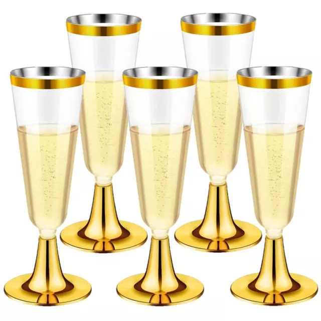 30Piece Plastic Champagne  Gold Champagne Glasses for Parties Q4U65234