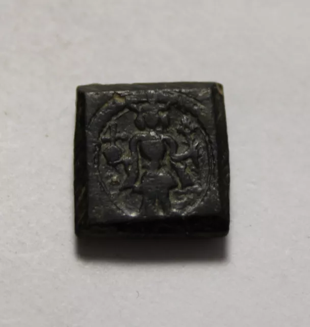 Rare Original Ancient exagium coin weight artifact intact Saint cross flower