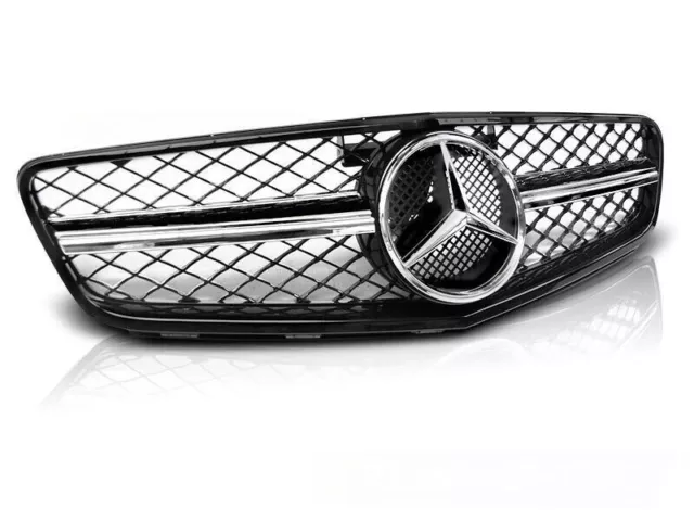 Calandre Mercedes Classe C W204 Noir Brillant + Chrome Look C63 Amg + Logo