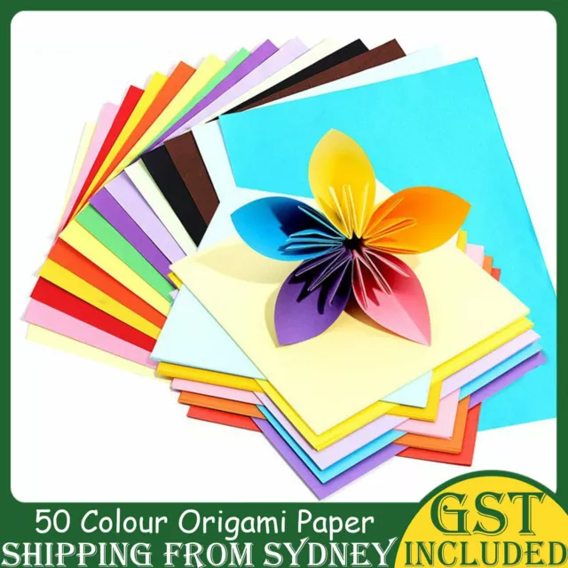 Mix 50pcs 20CM Square Colored Origami Folding Paper DIY Crafts Tools 50 Colours