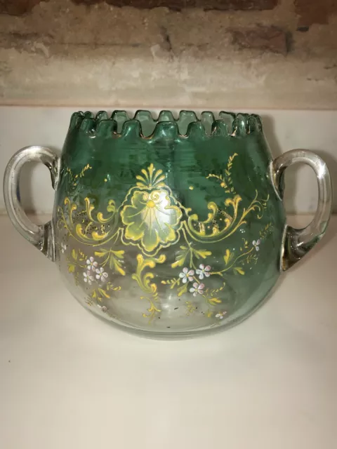 Vase antique en verre art victorien 19ème siècle émaillé bohème LOETZ ? 2