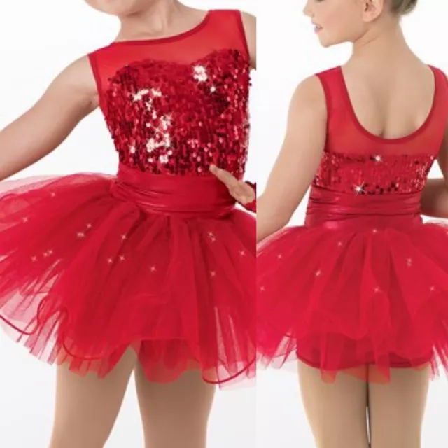 Weissman Dance Red tutu ballet dress Get Your Sparkle On8802 small child SC 6