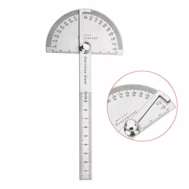 Protractor 0-180° Rotary Angle Finder Stainless Steel Machinist Ruler