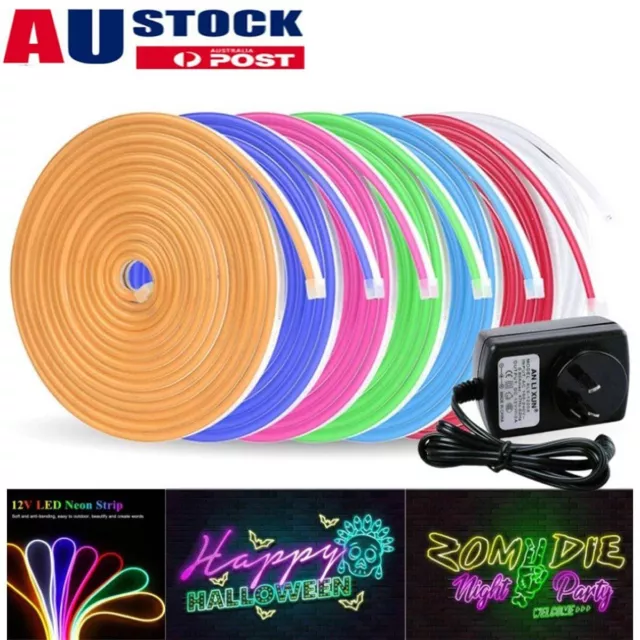 Flexible Neon 12V 5M LED Light Glow EL Wire String Strip Rope Tube Decoration AU