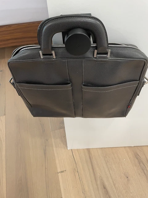 Salvatore Ferragamo Men's Pebble Leather Shoulder Bag (Briefcase / Laptop) Black