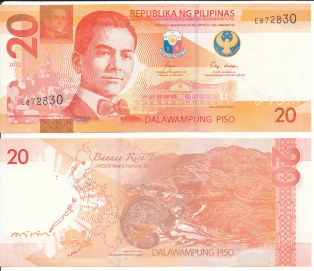 Philippines / Philippinen - 20 Piso 2022 (2023) UNC - Pick New, new arms