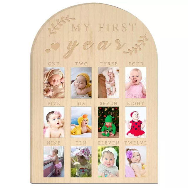 My/First Year Photo Display Wood Baby's First Year Photo Frame Milestone Board