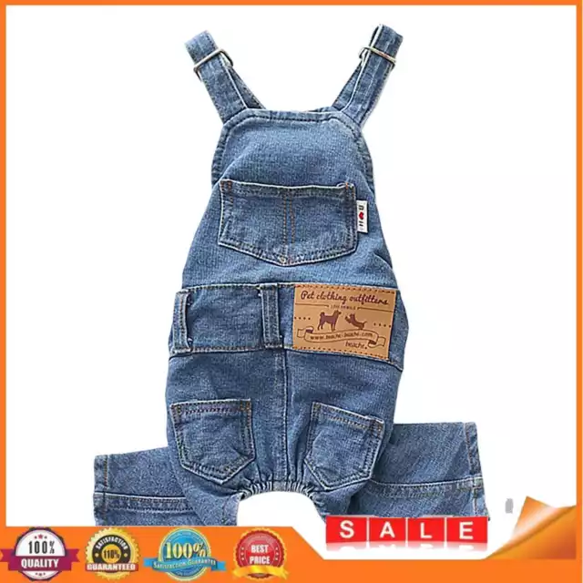 Pet Denim Jumpsuit Warm Rompers Costume Apparel Outfit for Small Medium Dog