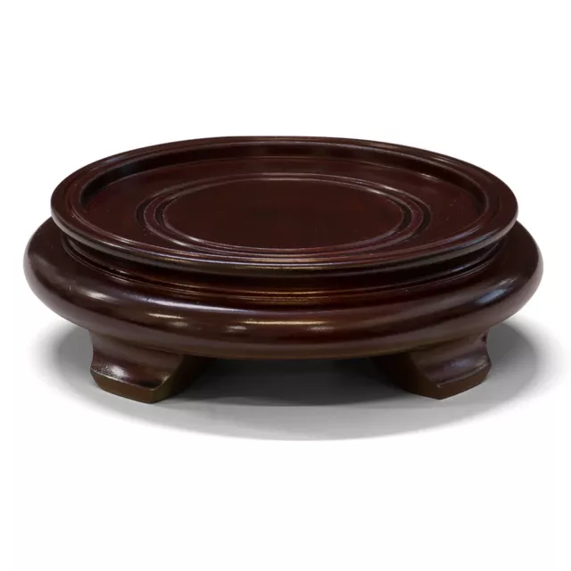 US Seller - 4.5 Inch Dark Brown Round Chinese Wooden Stand